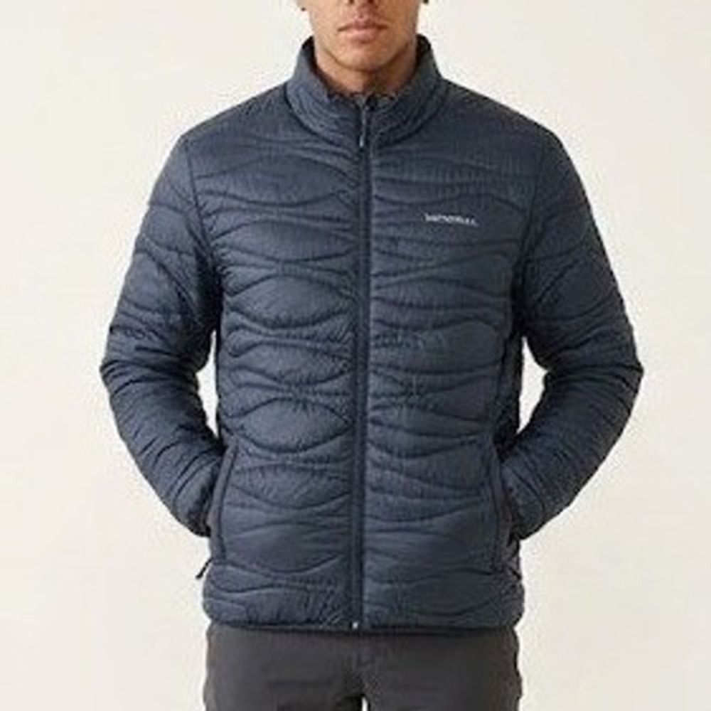 Merrell Puffer Jacket Mens XXL Black Wavy Quilted Insulated Full Zip Gorpcore